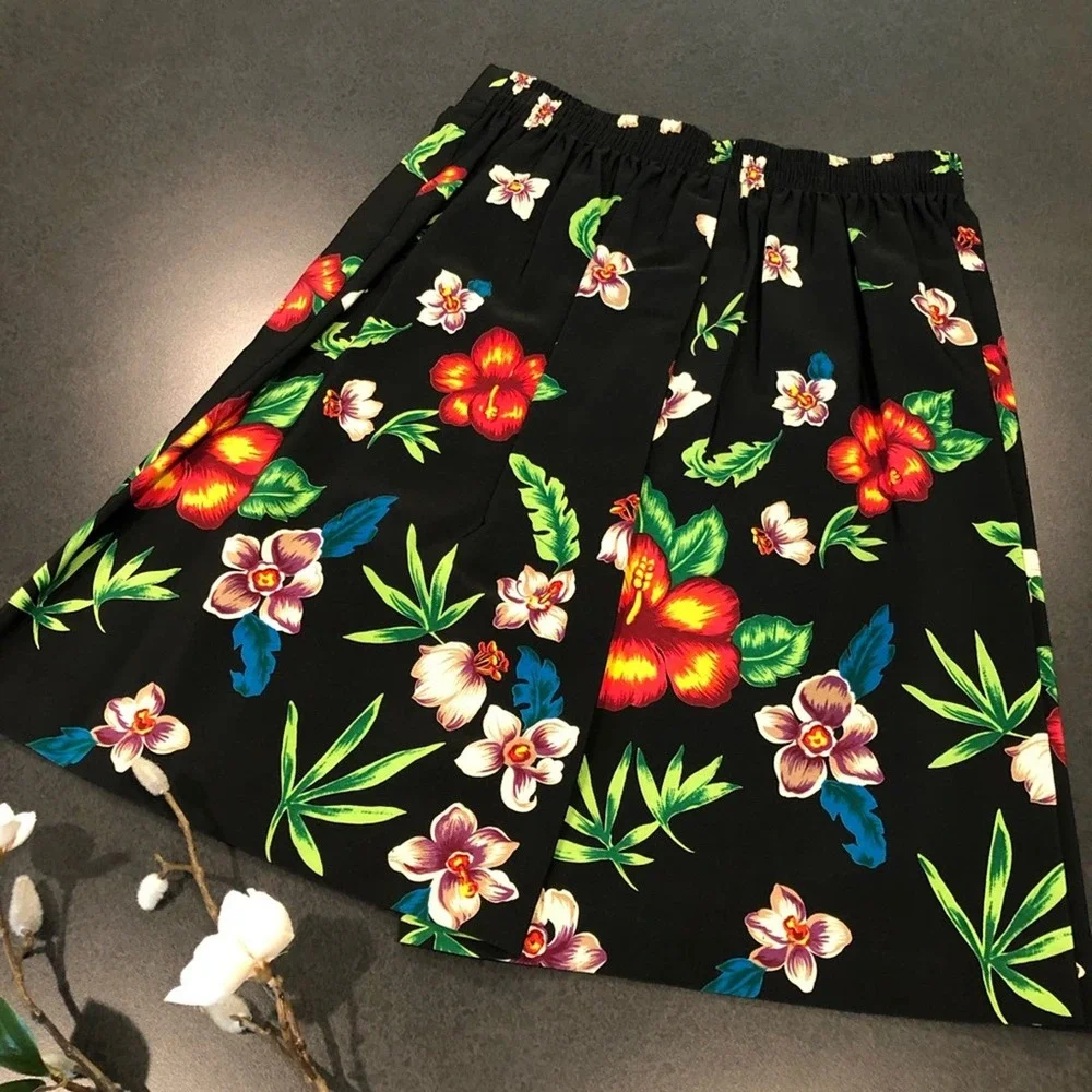 Vintage Casual Hawaiian Button Shirt Skorts Culotte Two Piece Outfit Set USA - Picture 10 of 16